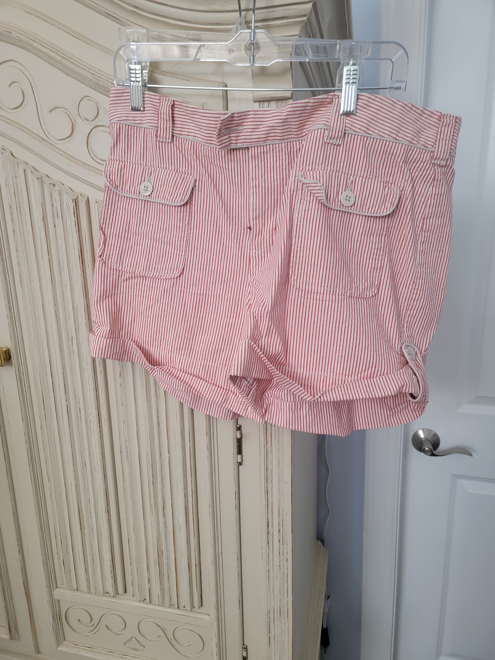 Women’s Pink and White Striped Casual Shorts